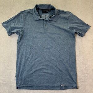 TRUEWERK Mens Medium Edo‎ Polo Shirt Blue Performance Short Sleeve Button Up EUC